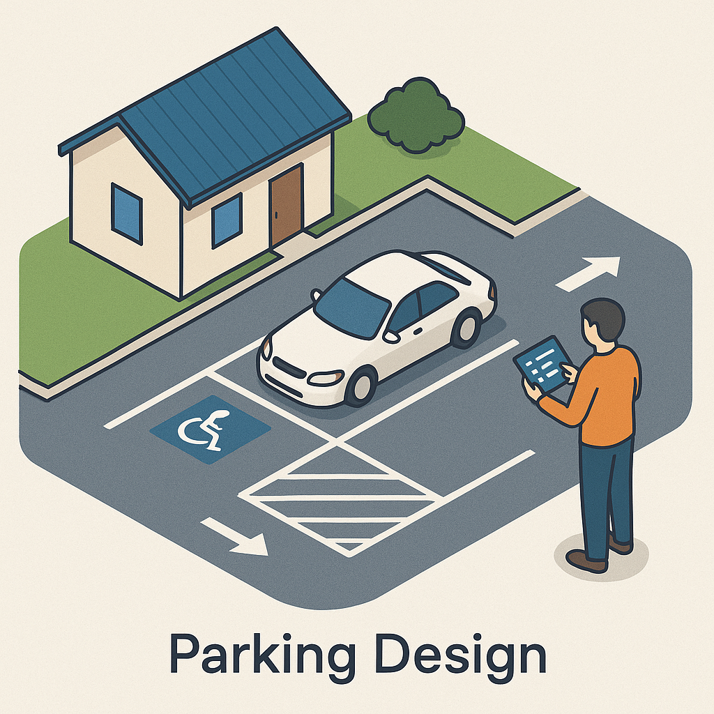 Custom Parking Lot Layout Design with Safe Circulation and ADA Compliance (Up to 10 Spaces)