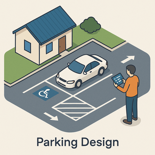 Custom Parking Lot Layout Design with Safe Circulation and ADA Compliance (Up to 10 Spaces)
